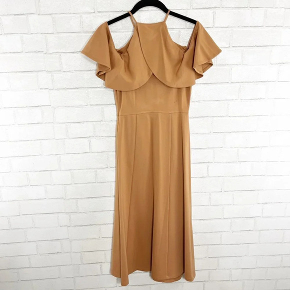 LPA x Revolve Camel Cold Shoulder Fit & Flare Dress Women's Size XS NWT - Picture 5 of 10